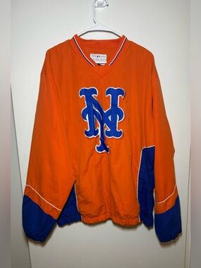 MLB Genuine Merchandise New York Mets MLB Orange/Blue Pullover Jacket Size L